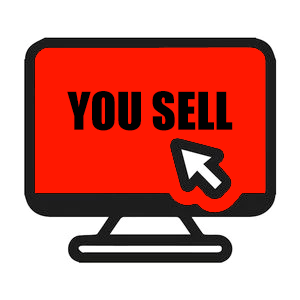 Red computer screen icon with YOU SELL written on the screen